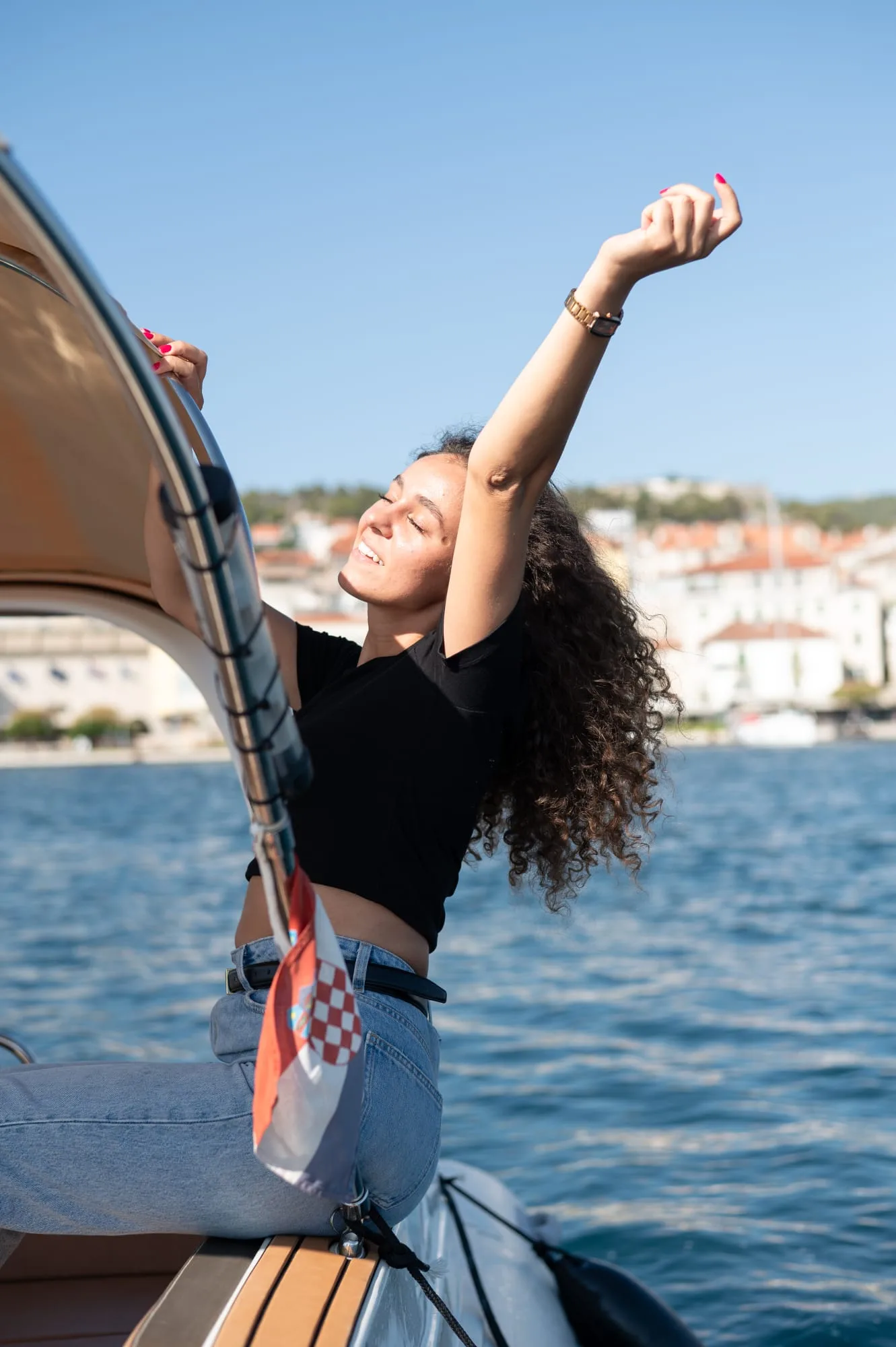 Enjoying the sun on a boat