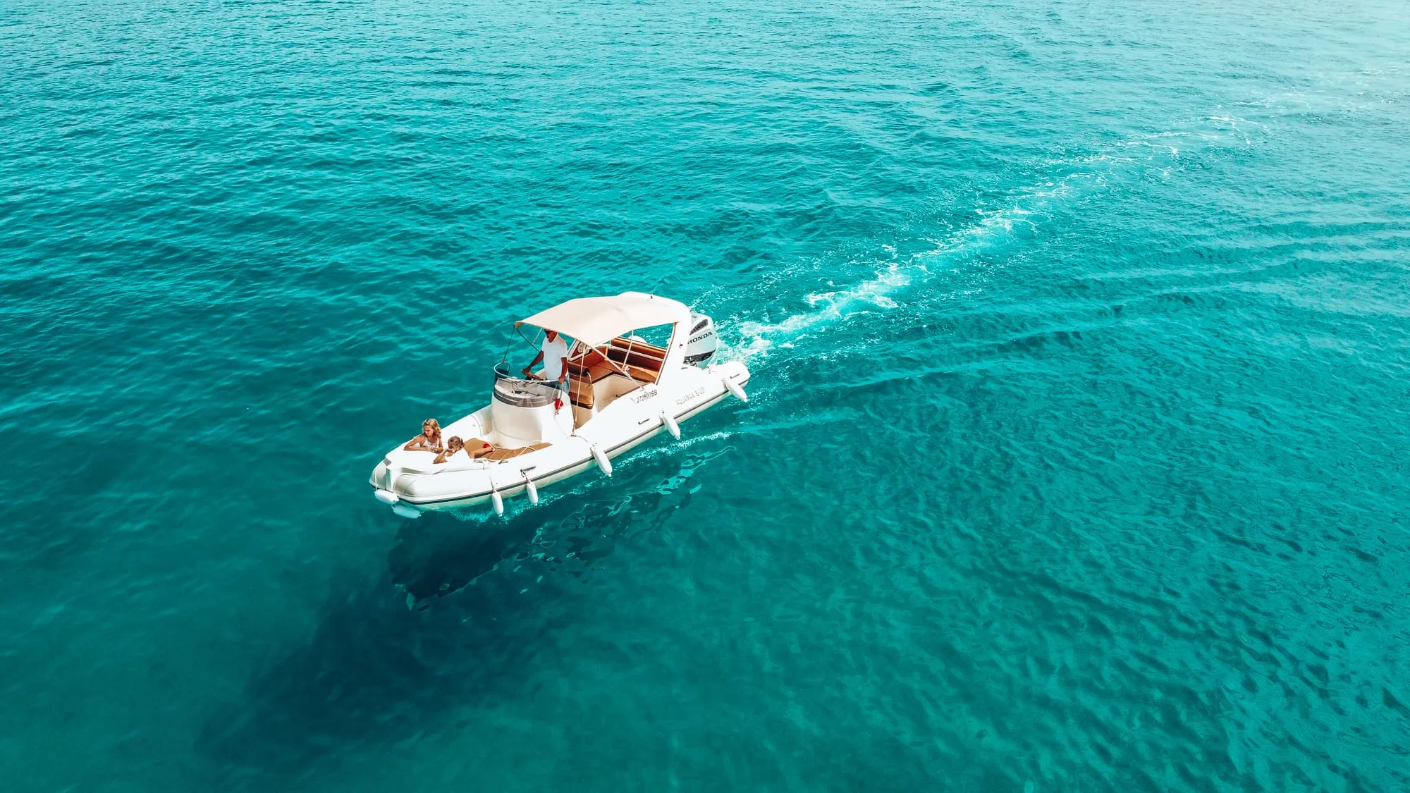 Boat on turquoise sea